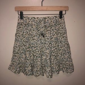 Princess Polly green floral mini skirt